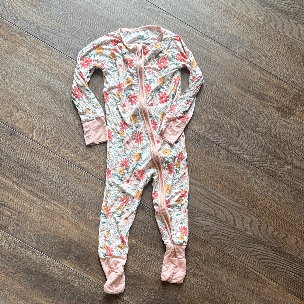 Charming Floral Kids Footie Pajama